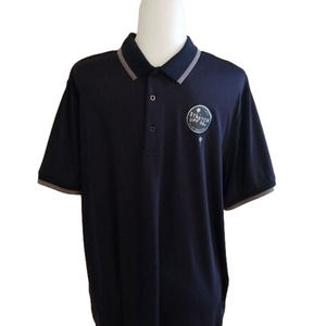 MEN'S chambray marine golf shirt, UPF 50+ size large
